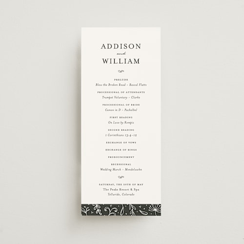 This is a cloud unique wedding programs with standard by Pine Street Creative called as if a dream printing on signature in 4x9
