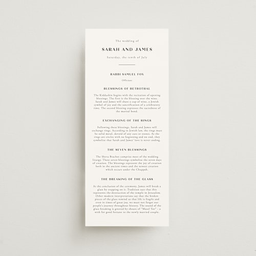 This is a diamond unique wedding programs with standard by Annie Shapiro called arguello printing on signature in 4x9