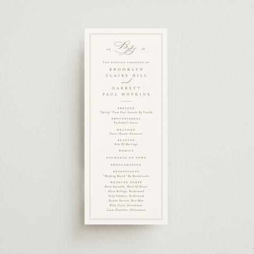 This is a cotton unique wedding programs with standard by Amy Kross called overlapping printing on signature in standard