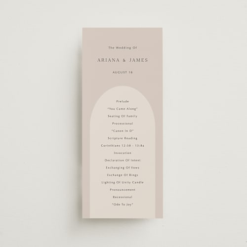 This is a stone unique wedding programs with standard by Elly called the arch printing on signature in standard