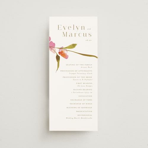 This is a blossom unique wedding programs with standard by Angela Marzuki called colorwash floral printing on signature in standard