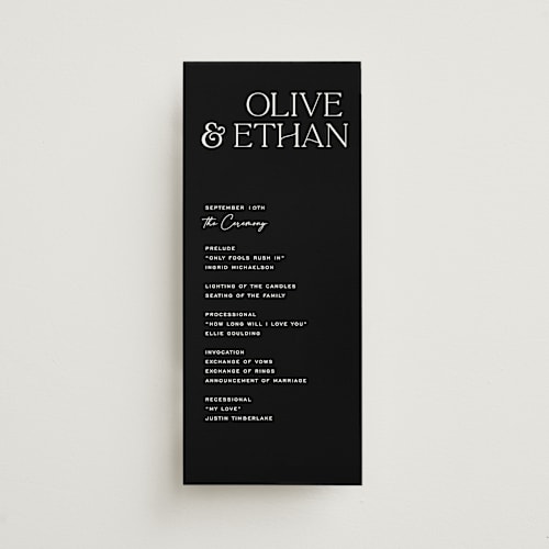 This is a pearl unique wedding programs with standard by Owl and Toad called casual printing on signature in standard