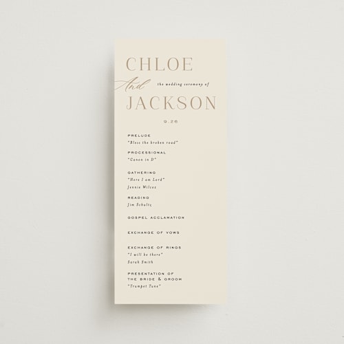 This is a vanilla unique wedding programs with standard by Alethea and Ruth called left stack printing on signature in standard