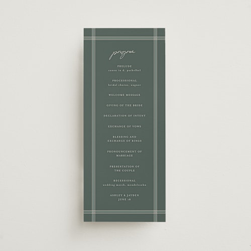 This is a forest unique wedding programs with standard by Melanie Severin called vista printing on signature in standard