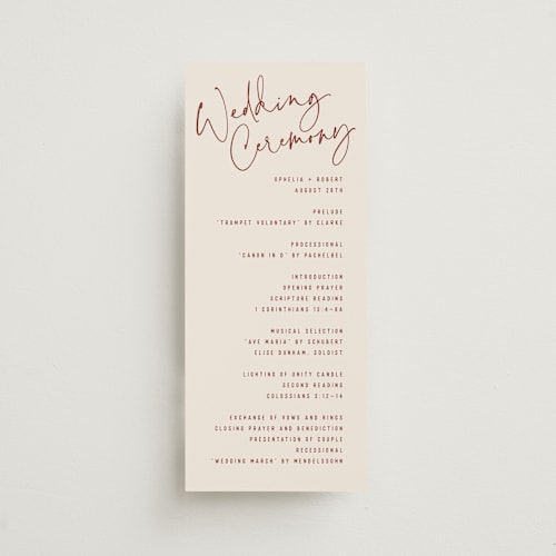This is a rose unique wedding programs with standard by Hooray Creative called millennial printing on signature in standard