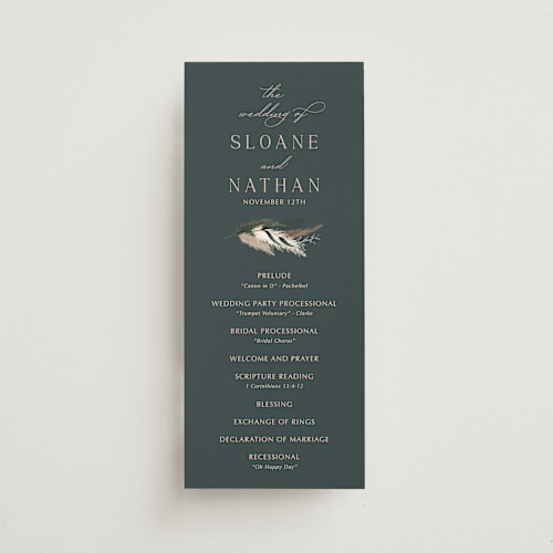 This is a basil unique wedding programs with standard by Kaydi Bishop called arched pampas printing on signature in standard