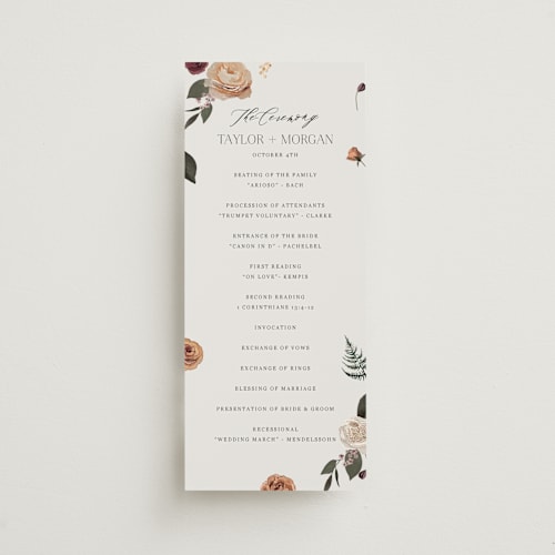This is a moonstone unique wedding programs with standard by Cass Loh called boho chic printing on signature in standard
