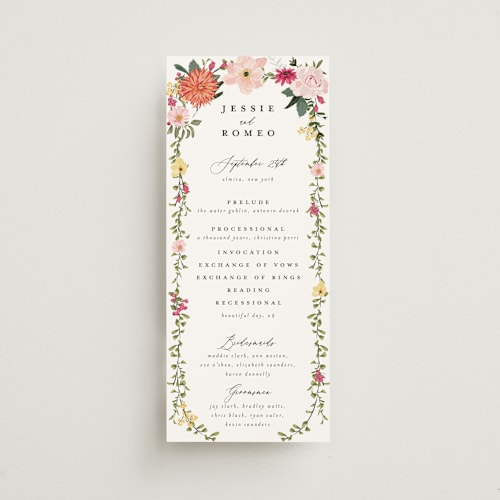 This is a tropical unique wedding programs with standard by Susan Moyal called forest flowers printing on signature in standard