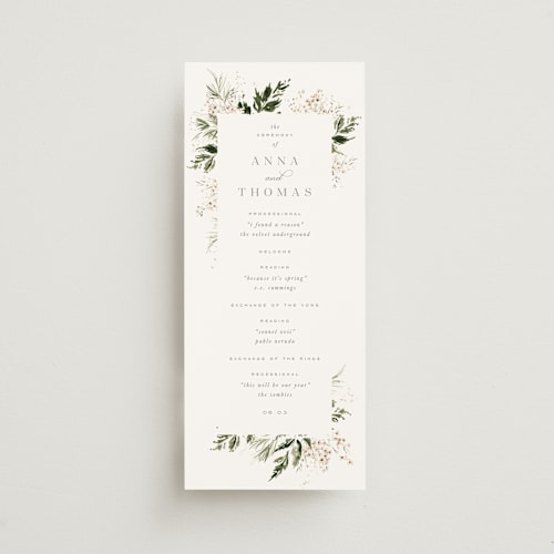 This is a porcelain unique wedding programs with standard by Leah Bisch called grace printing on signature in standard