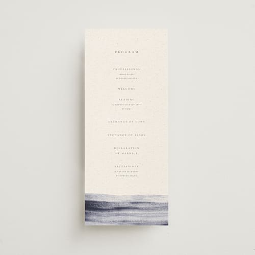 This is a horizon unique wedding programs with standard by Sumak Studio called stillness printing on signature in standard
