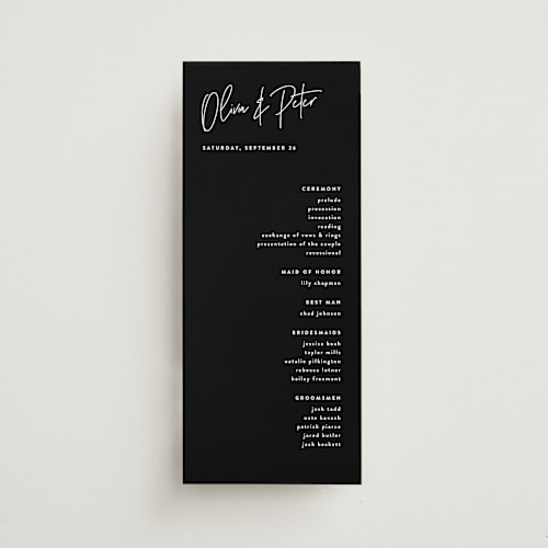 This is a cloud unique wedding programs with standard by JoAnn Jinks called signed printing on signature in standard