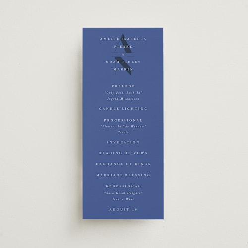 This is a marseille bleu unique wedding programs with standard by Up Up Creative called centro printing on signature in standard