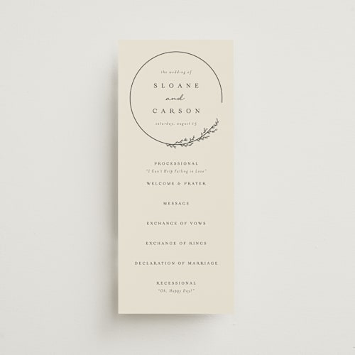 This is a almond unique wedding programs with standard by Brianne Larsen called branched printing on signature in standard