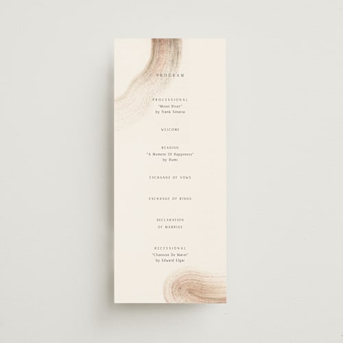 This is a sand unique wedding programs with standard by Sumak Studio called gentleness printing on signature in standard