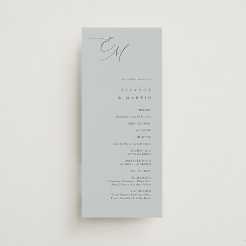 This is a sky unique wedding programs with standard by Kelly Schmidt called corner printing on signature in standard