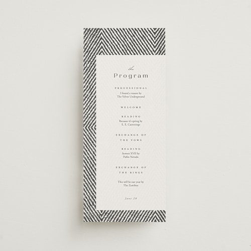 This is a noir unique wedding programs with standard by FRANI called elegant ethno printing on signature in standard