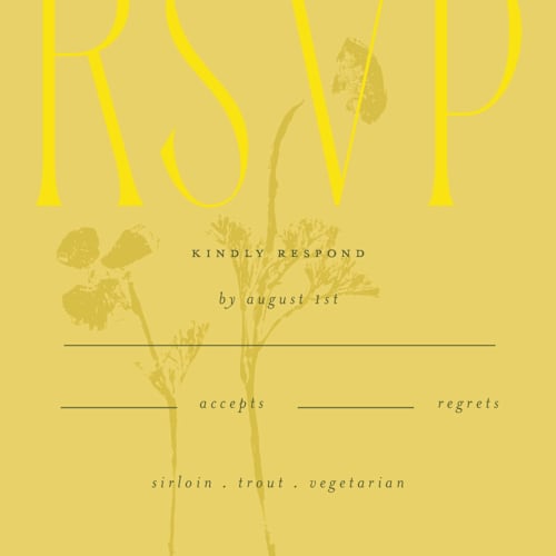 This is a island citrus rsvp postcards with standard by Morgan Kendall called bloom printing on signature in postcard