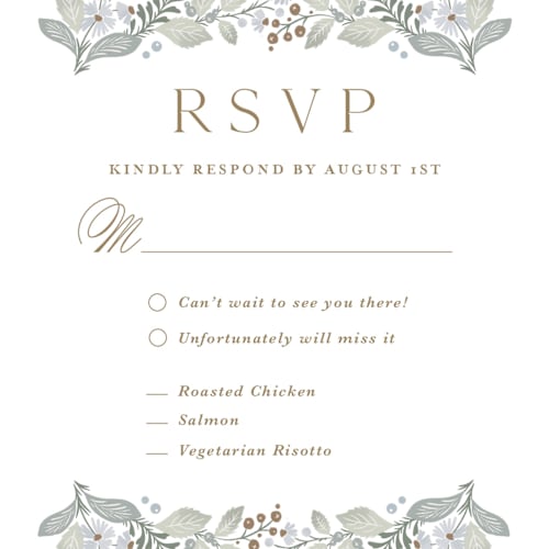 This is a meadow rsvp postcards by Kristen Smith called wild flora printing on signature in postcard