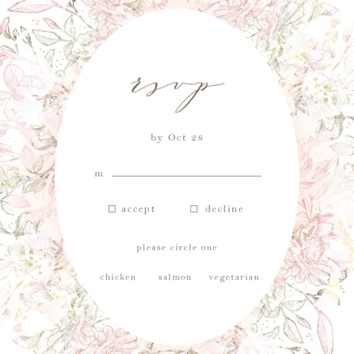 This is a lily rsvp postcards by Phrosné Barwood called pastel dream printing on signature in postcard