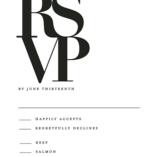 This is a pearl rsvp postcards by Kelly Schmidt called the minimalist printing on signature in postcard