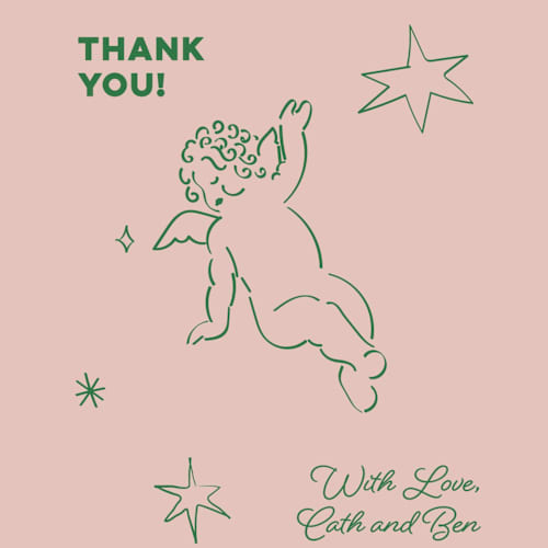 This is a avocado thank you postcards by Helena Vitto called crazy little thing called love printing on signature in postcard