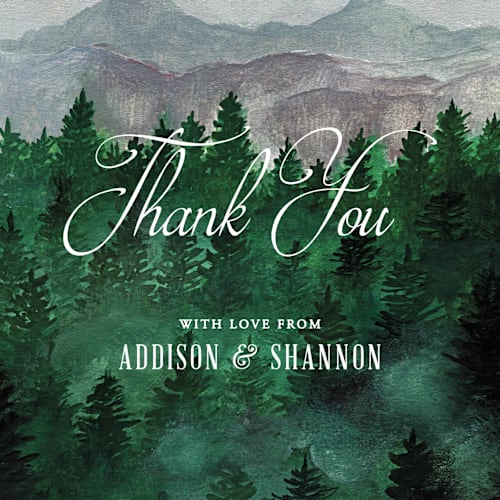 This is a smoke thank you postcards by Elly called adventure awaits printing on signature in postcard