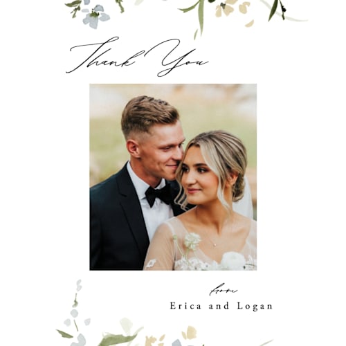 This is a lily thank you postcards by Everett Paper Goods called fleur printing on signature in postcard