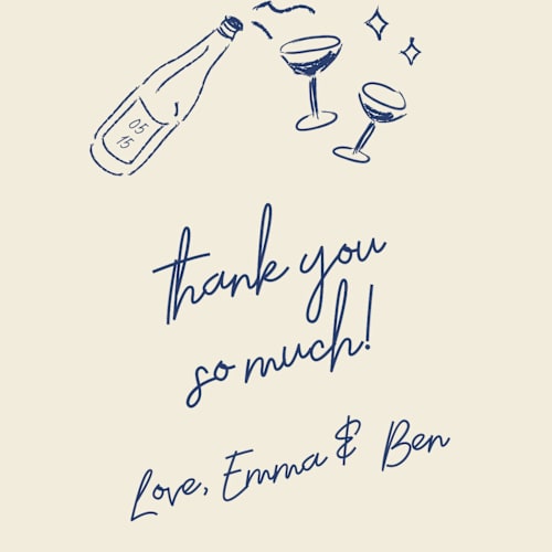 This is a blue velvet thank you postcards by Helena Vitto called handwritten letter printing on signature in postcard