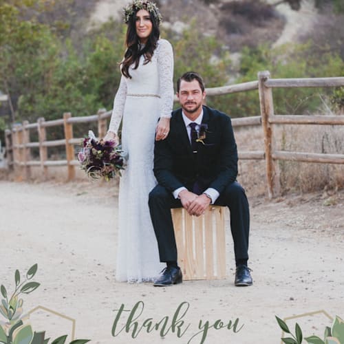 This is a cloud thank you postcards by Susan Moyal called succulent surround printing on signature in postcard