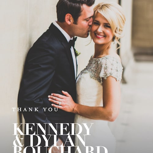 This is a pearl thank you postcards by Kelly Schmidt called the minimalist printing on signature in postcard