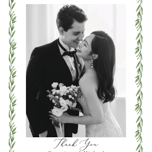 This is a coastal thank you postcards by Susan Moyal called hydrangea vine printing on signature in postcard