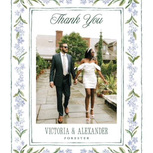 This is a wisteria thank you postcards by Jenna Holcomb called vintage sketched printing on signature in postcard