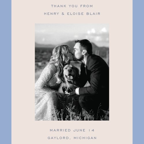 This is a canopy thank you postcards by Pixel and Hank called threaded printing on signature in postcard