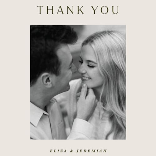 This is a almond thank you postcards by Olivia Kanaley Inman called blockprint printing on signature in postcard