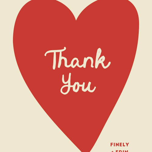 This is a cherry thank you postcards by Ani Somi called big heart wedding printing on signature in postcard