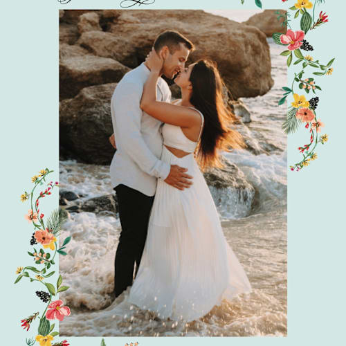 This is a papaya thank you postcards with standard by Susan Moyal called tropical crest printing on signature in postcard