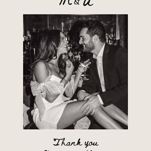 This is a lace thank you postcards by Cass Loh called simple monogram printing on signature in postcard