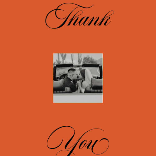 This is a amaro thank you postcards with standard by Studio Suku called bold and demure printing on signature in postcard