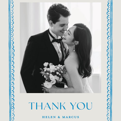 This is a ocean thank you postcards by Pati Cascino called mediterraneo printing on signature in postcard