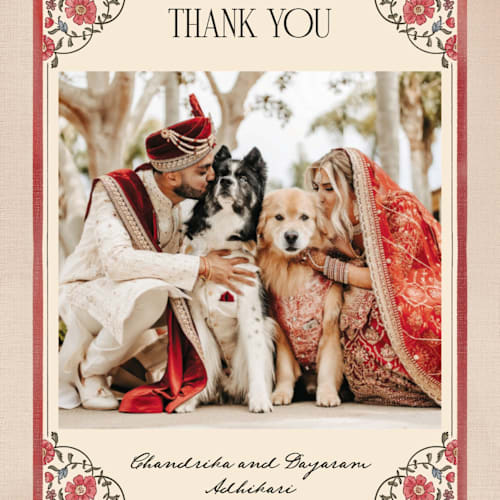 This is a almond thank you postcards by Jenna Holcomb called tapestry printing on signature in postcard