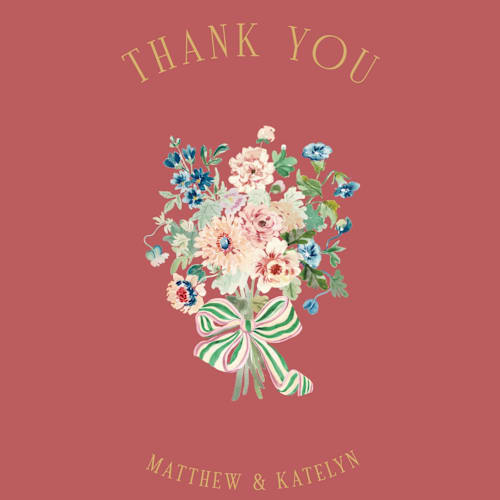 This is a rose thank you postcards by Itsy Belle Studio called ruban en fleur printing on signature in postcard