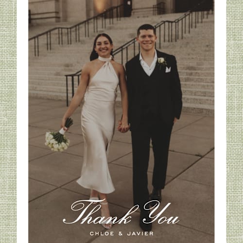 This is a garden thank you postcards with standard by Kelly Schmidt called summer linen printing on signature in postcard