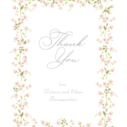 This is a peony thank you postcards with standard by Baumbirdy called rosebud printing on signature in postcard