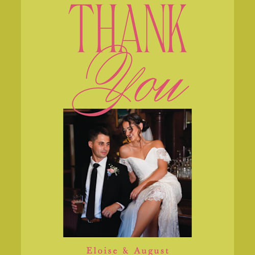 This is a flamingo thank you postcards with standard by Morgan Kendall called maximalist poppies printing on signature in postcard