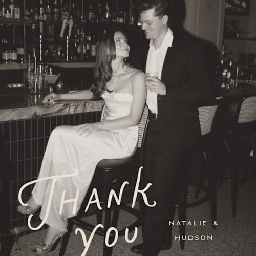 This is a shadow thank you postcards with standard by Pixel and Hank called lovers printing on signature in postcard