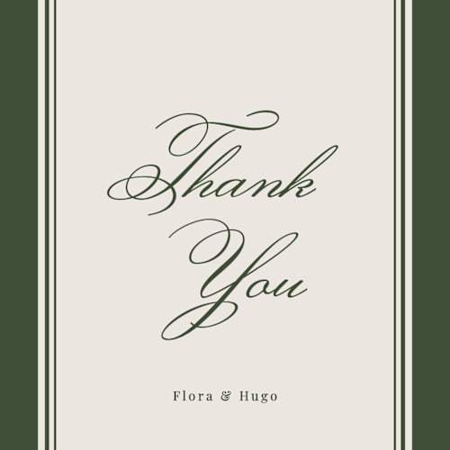 This is a evergreen thank you postcards with standard by Kelly Watkins called emerson printing on signature in postcard
