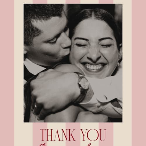 This is a rose thank you postcards with standard by Jennifer Lew called thompson printing on signature in postcard