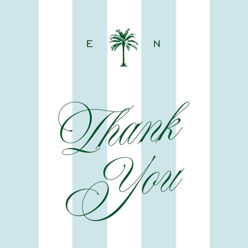 This is a low tide thank you postcards with standard by Susan Zinader called island palm printing on signature in postcard