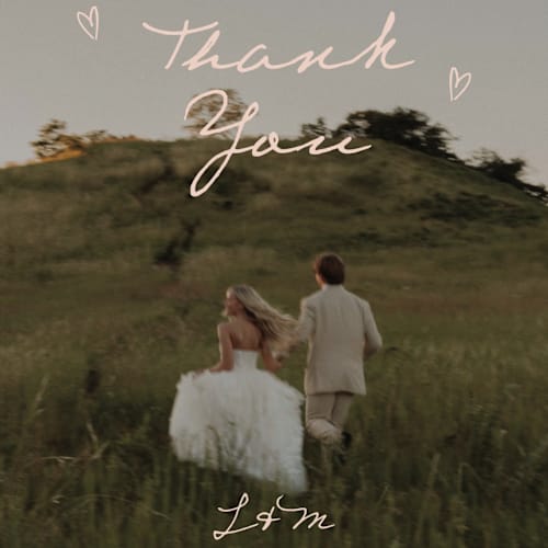 This is a blush thank you postcards with standard by Ani Somi called ballpoint suite printing on signature in postcard