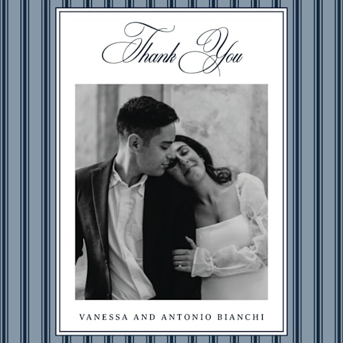 This is a marine thank you postcards with standard by Jenna Holcomb called boston toile printing on signature in postcard